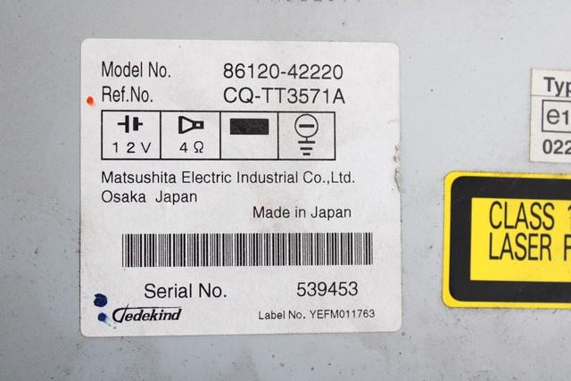 SPARE PARTS, RADIO NAVIGATION OEM N. 86120-42220 SPARE PART USED CAR TOYOTA RAV 4 A3 MK3 (2006 - 03/2009)  DISPLACEMENT DIESEL 2,2 YEAR OF CONSTRUCTION 2006