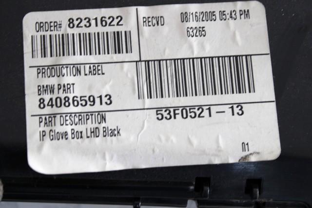 GLOVE BOX OEM N. 51168408845 SPARE PART USED CAR BMW X5 E53 LCI R (2003 - 2007)  DISPLACEMENT DIESEL 3 YEAR OF CONSTRUCTION 2005