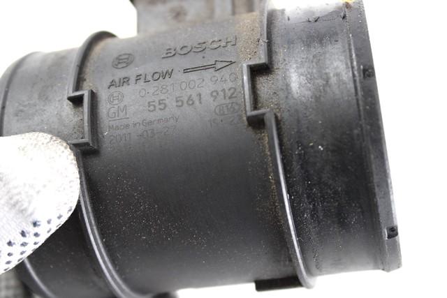 MASS AIR FLOW SENSOR / HOT-FILM AIR MASS METER OEM N. 55561912 SPARE PART USED CAR OPEL ASTRA J P10 5P/3P/SW (2009 - 2015)  DISPLACEMENT DIESEL 1,7 YEAR OF CONSTRUCTION 2011