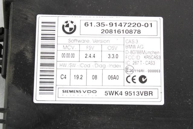 7811700 KIT ACCENSIONE AVVIAMENTO BMW SERIE 3 320 D E91 SW 2.0 D 130KW 6M 5P (2008) RICAMBIO USATO CON CENTRALINA MOTORE, BLOCCHETTO ACCENSIONE CON CHIAVE 0281015043 6954719 61359147220