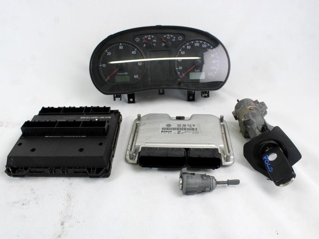 045906019BP KIT ACCENSIONE AVVIAMENTO VOLKSWAGEN POLO 1.4 D 51KW 5M 5P (2007) RICAMBIO USATO CON CENTRALINA MOTORE, QUADRO STRUMENTI, BLOCCHETTI ACCENSIONE APERTURA CON CHIAVE 0281012194 6Q1937049F 4B0905851Q 6Q0920804J