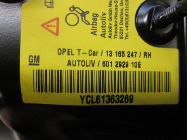 SIDE AIRBAG, FRONT  SEAT OEM N. 13165247 ORIGINAL PART ESED OPEL ZAFIRA B A05 M75 (2005 - 2008) DIESEL 19  YEAR OF CONSTRUCTION 2006