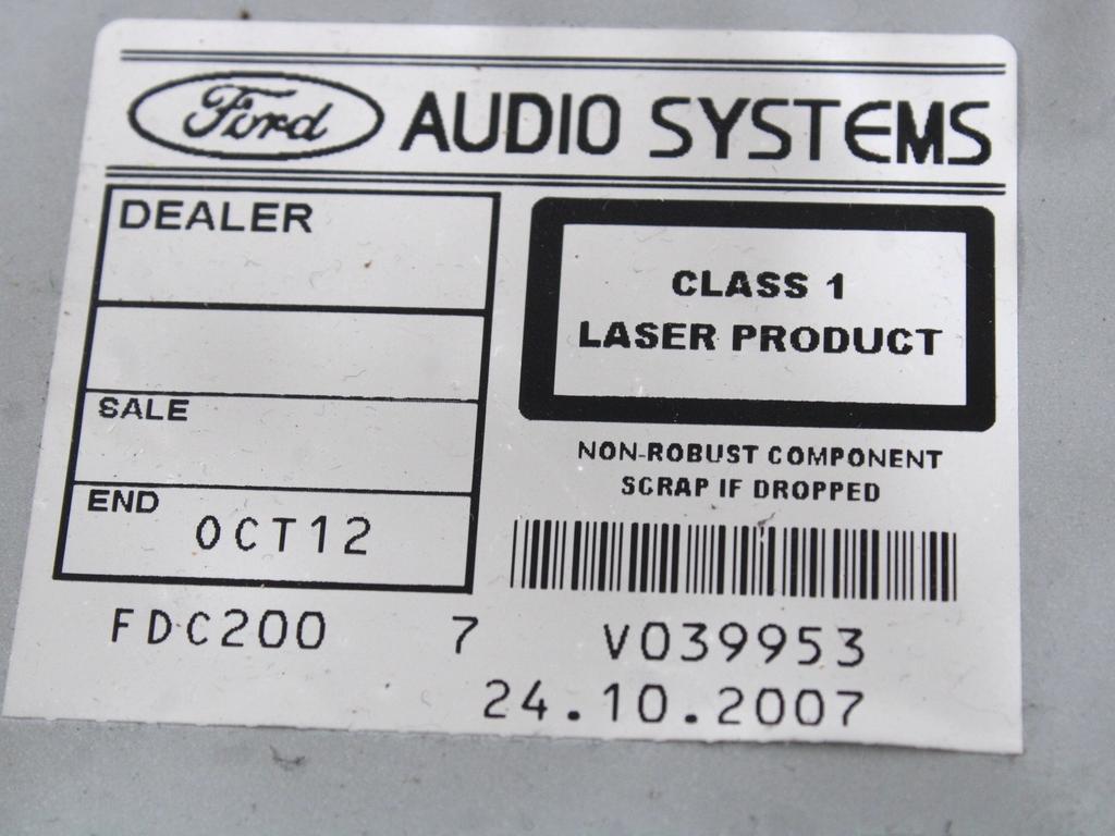 7S7T-18C815-BA AUTORADIO FORD GALAXY 2.0 D 103KW 6M 5P (2007) RICAMBIO USATO (NON FORNIAMO CODICE AUTORADIO, MA SOLO NUMERO DI TELAIO VEICOLO)