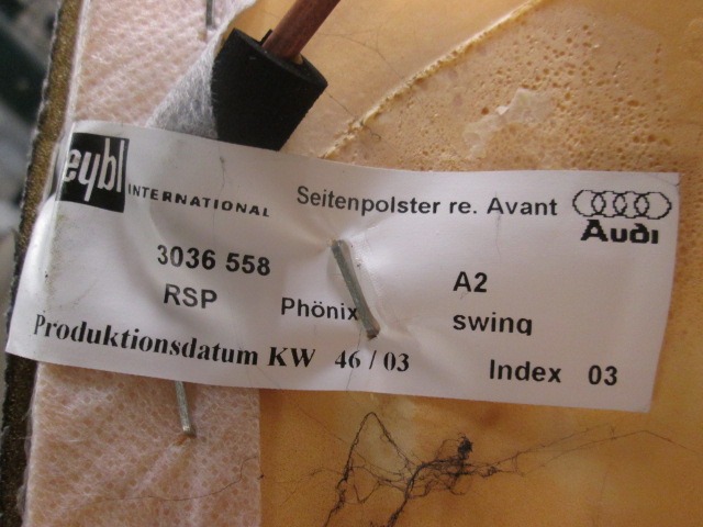 LATVIAN SIDE SEATS REAR SEATS FABRIC OEM N. 3036558 ORIGINAL PART ESED AUDI A4 8E2 8E5 B6 BER/SW (2001 - 2005) DIESEL 19  YEAR OF CONSTRUCTION 2004