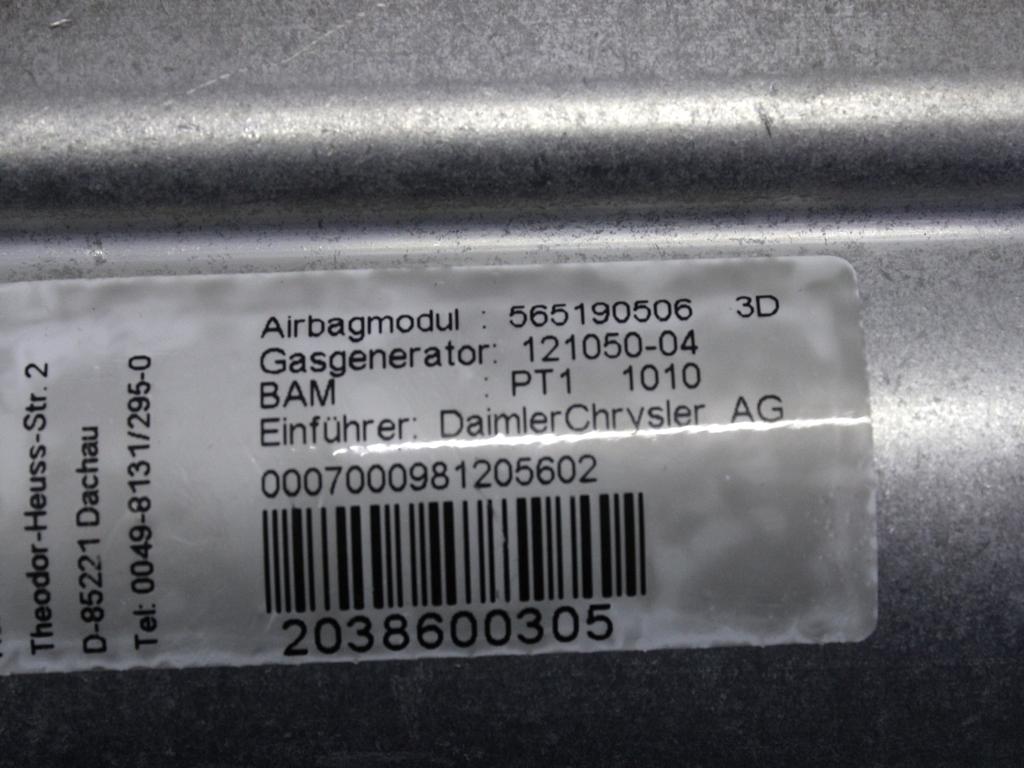 0018209726 KIT AIRBAG MERCEDES CLASSE C C200 W203 2.0 B 120KW AUT 4P (2000) RICAMBIO USATO CON PRETENSIONATORI CINTURE DI SICUREZZA, CENTRALINA AIRBAG, AIRBAG VOLANTE GUIDATORE, AIRBAG PASSEGGERO, CRUSCOTTO 0285001373 2038600305