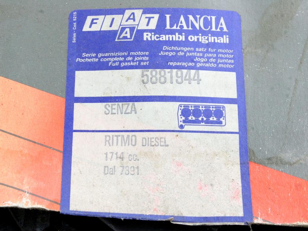 58819944 KIT GUARNIZIONI MOTORE FIAT RITMO 1.7 D 43 KW (DAL 1982 A 1985) RICAMBIO NUOVO GUARNIZIONE TESTATA MANCANTE