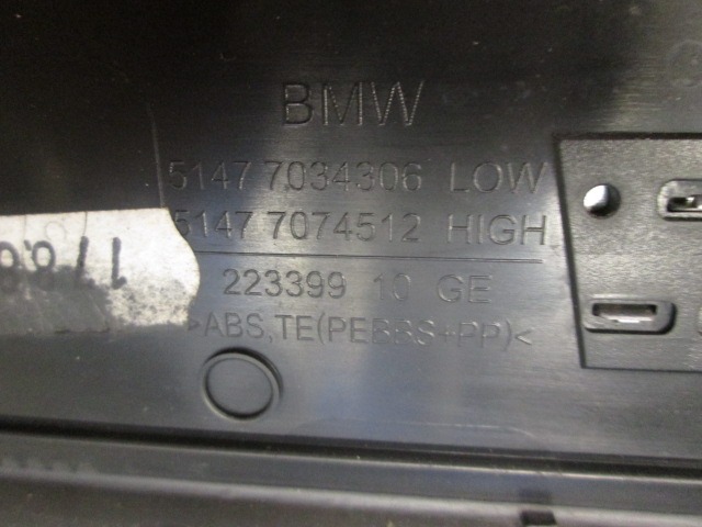 TRIM PANEL LEG ROOM OEM N. 51477074512 ORIGINAL PART ESED BMW SERIE 5 E60 E61 (2003 - 2010) DIESEL 25  YEAR OF CONSTRUCTION 2004