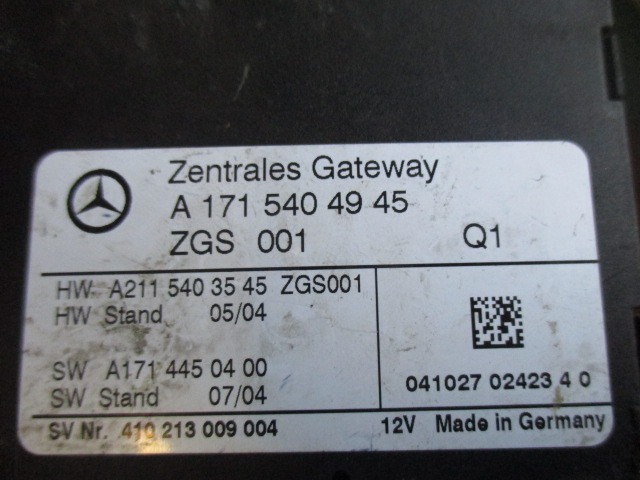 Control Central Locking OEM  MERCEDES CLASSE SLK R171 (2003 - 2008) 18 BENZINA Year 2005 spare part used
