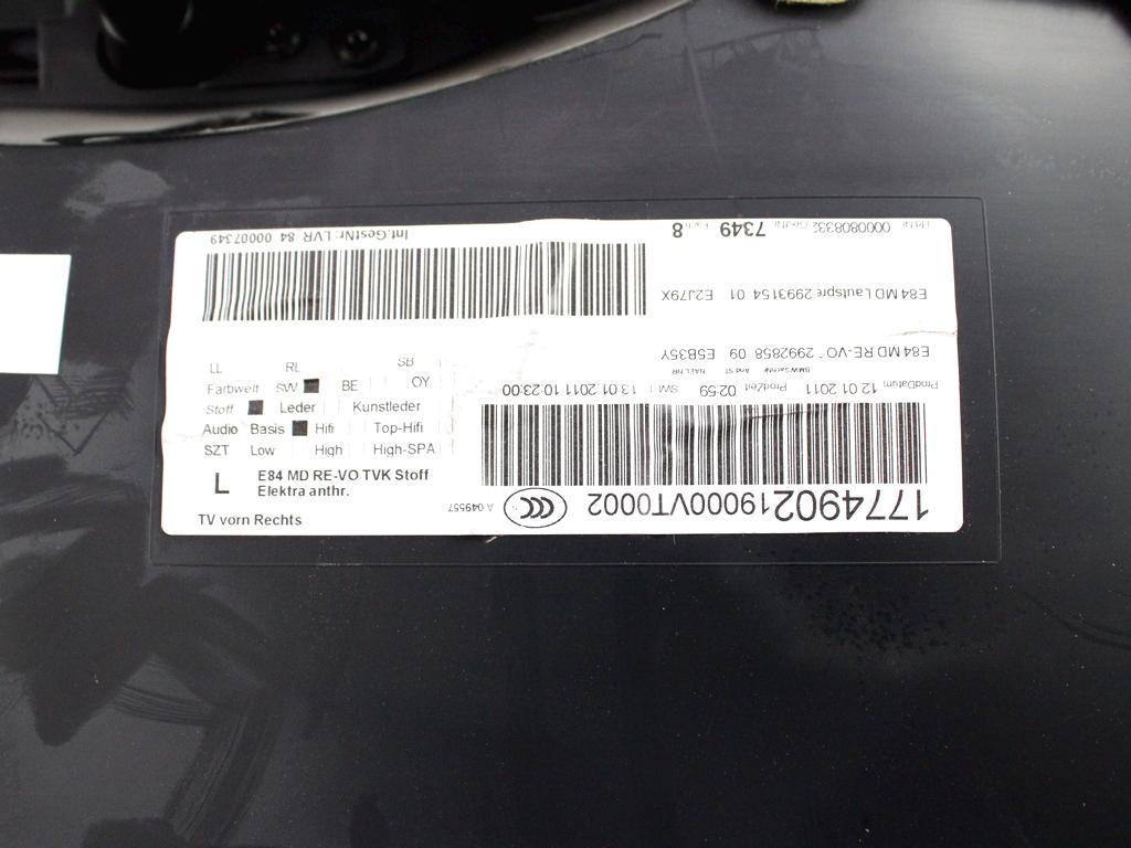 51412993990 PANNELLO INTERNO PORTA ANTERIORE DESTRA BMW X1 E84 20D 120KW (2011) RICAMBIO USATO