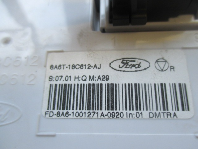 AIR CONDITIONING CONTROL UNIT / AUTOMATIC CLIMATE CONTROL OEM N. 8A6T-18C612-AJ ORIGINAL PART ESED FORD FIESTA (09/2008 - 11/2012) BENZINA/GPL 14  YEAR OF CONSTRUCTION 2010