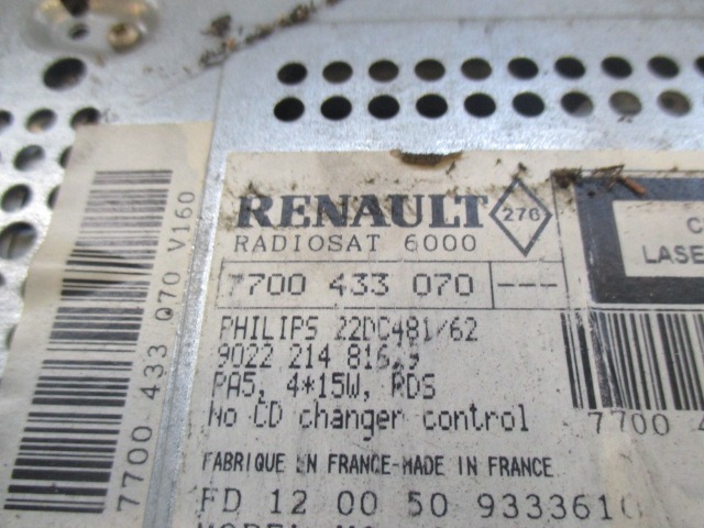 SPARE PARTS, RADIO NAVIGATION OEM N. 4829419 ORIGINAL PART ESED RENAULT SCENIC/GRAND SCENIC (1999 - 2003) DIESEL 19  YEAR OF CONSTRUCTION 2001