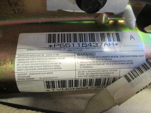 HEAD AIRBAG, LEFT OEM N. 55116437AC ORIGINAL PART ESED JEEP GRAND CHEROKEE (1999 - 04/2005) DIESEL 27  YEAR OF CONSTRUCTION 2003