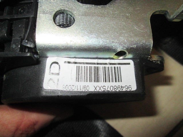 SEFETY BELT OEM N. 96498075 ORIGINAL PART ESED PEUGEOT 207 / 207 CC WA WC WK (2006 - 05/2009) BENZINA 14  YEAR OF CONSTRUCTION 2007