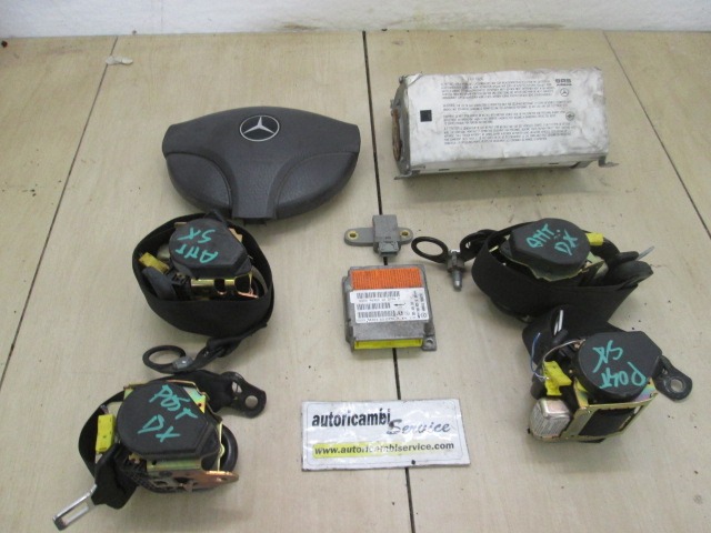KIT COMPLETE AIRBAG OEM N. 9342 KIT AIRBAG COMPLETO ORIGINAL PART ESED MERCEDES CLASSE A W168 5P V168 3P 168.031 168.131 (1997 - 2000) DIESEL 17  YEAR OF CONSTRUCTION 1998